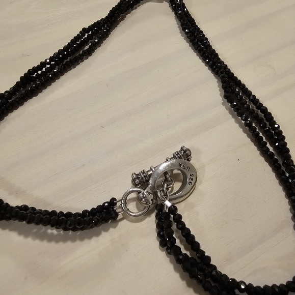 Black Spinel Necklace w/ Crowned Heart - Picture 7 of 9